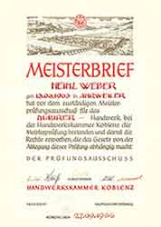 Meisterbrief Heinz Weber